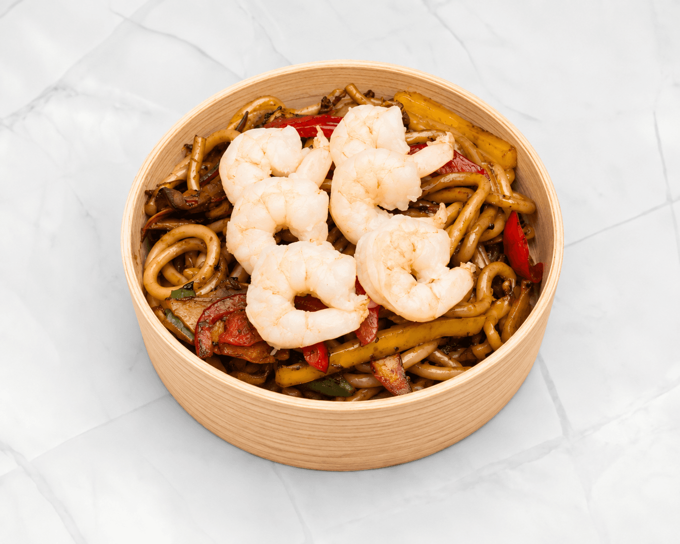 Gebakken noedels met shrimp